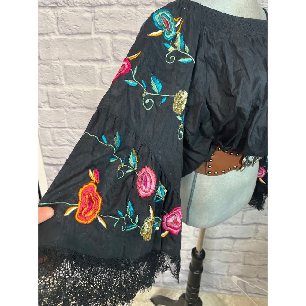 Ruby Yaya cotton gauze whimsigoth smocked embellised blouse - Picture 3 of 11